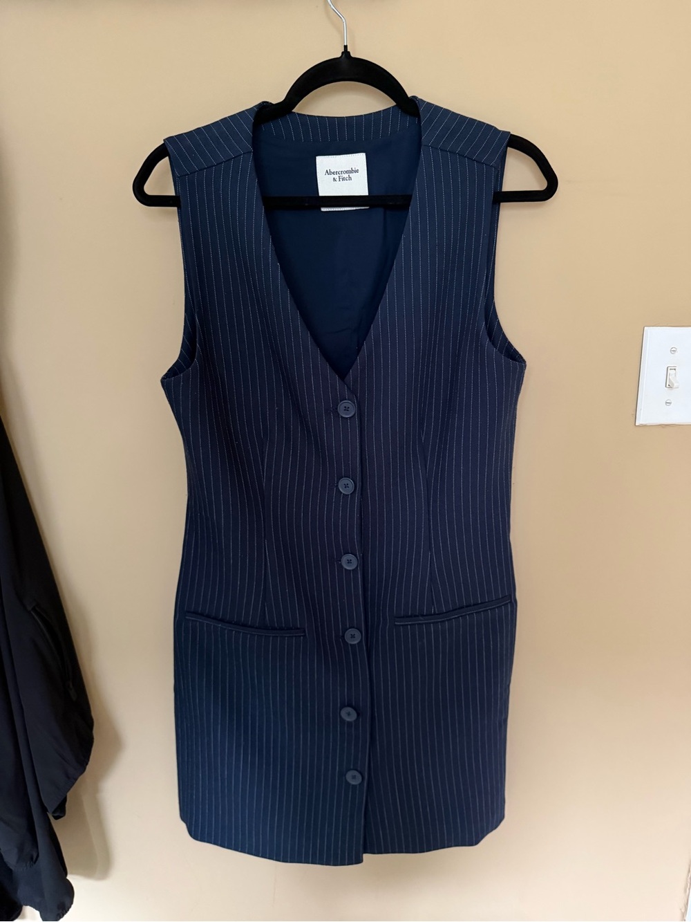 Abercrombie Navy Pinstripe Mini Dress